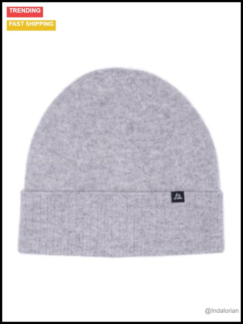 100% Cashmere Beanie Ribbed Folded Cuff Winter Hat One Size
